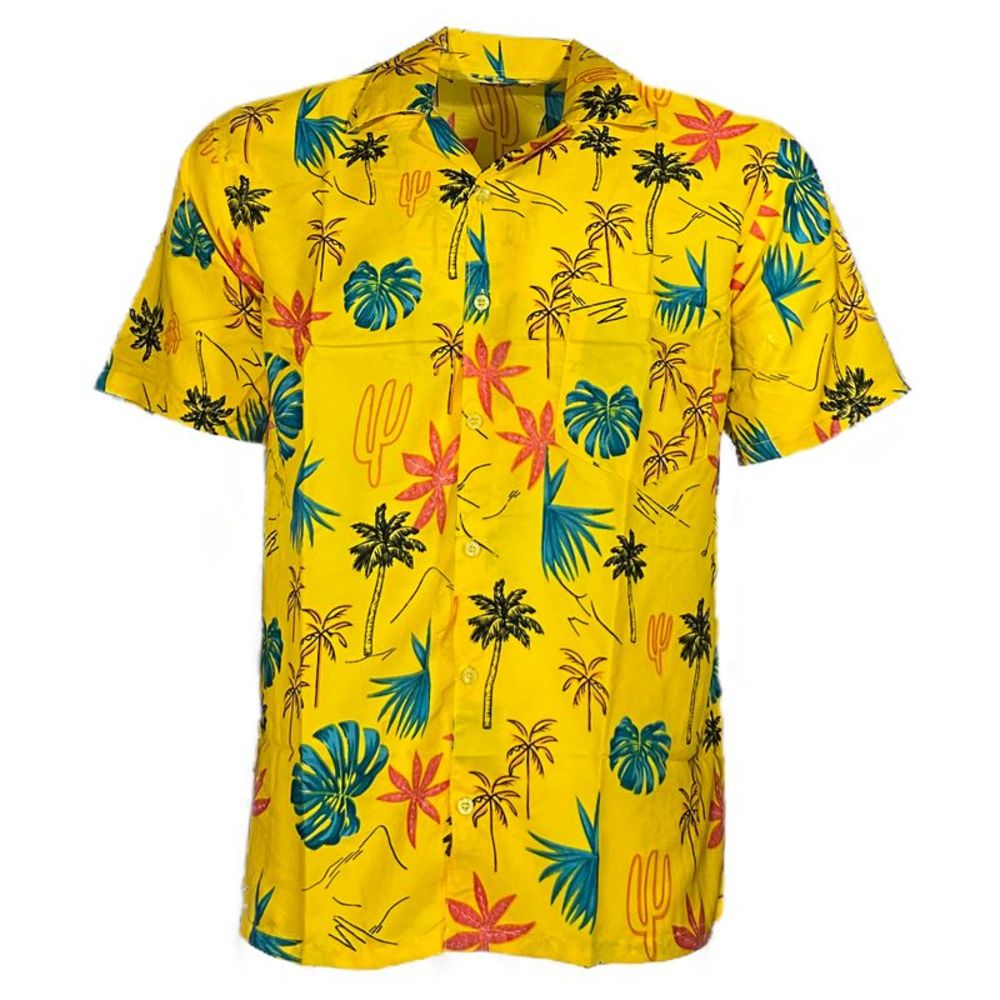 Men's Shirt Hawaiian Print Style Summer Short Sleeve Button Down Beach T-Shirt